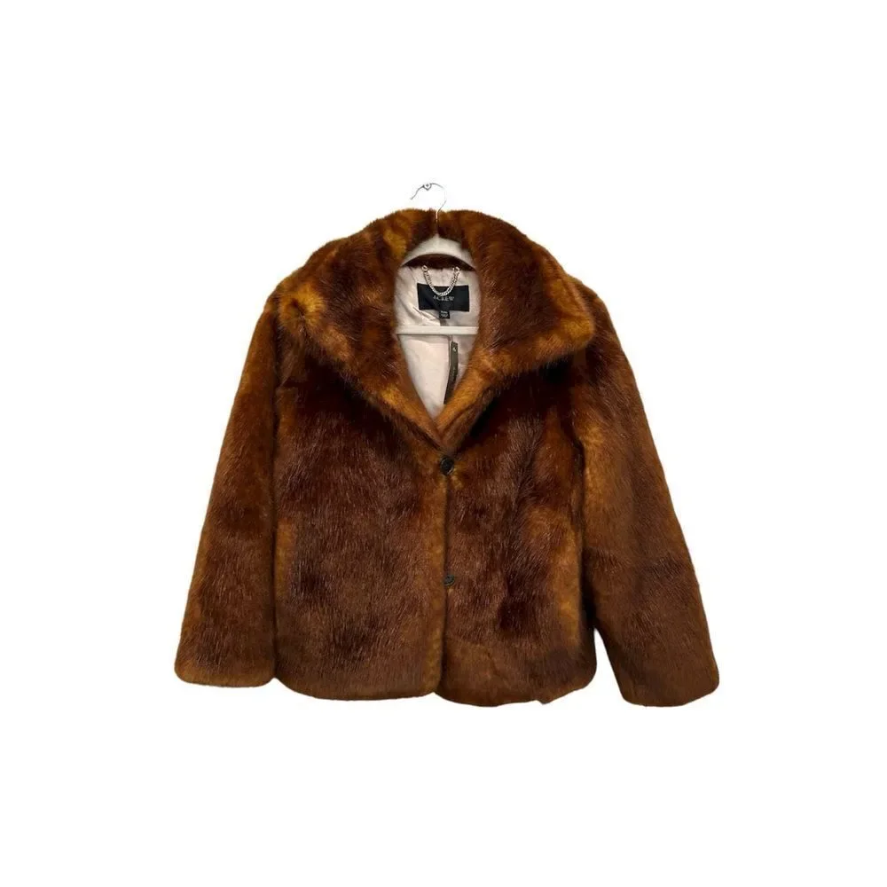 NWT J CREW Collection faux fur high collar jacket